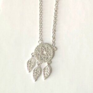 Native Indigenous Symbol Jewelry Silver Tone Dream Catcher Statement Necklace